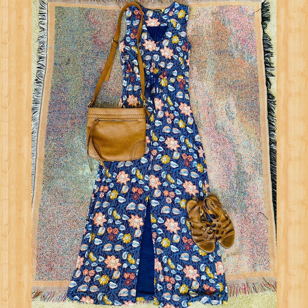 Lucky brand boho floral maxi dress sundress cute
